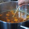 Stirring up the homemade Beef Stock