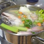 A Fish Fume with vegetables in a pot