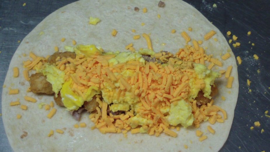 Tater Tots Breakfast Burrito with Sausage, Egg and Cheese The Chef's
