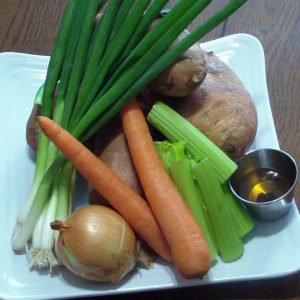 Vegan Sweet Potato Soup with Spiced Pecan’s 2 sweet potato soup ingredients